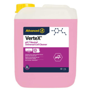 An image of a pink and white Advanced Vertex PH7 Neutral Coil Cleaner in front of a white background.