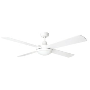An image of a 20580/05 white-coloured Tempest LED 52" ceiling fan in front of a white background.