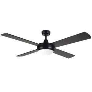 An image of a 20580/06 - black-coloured Tempest LED 52" ceiling fan in front of a white background.
