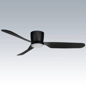An image of a 22089/06 - matte black Preston 48" ceiling fan in front of a gray background.