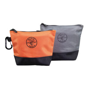 An image of orange and grey A-55470 Klein Tools Zippered Tool Pouches in front of a white background.